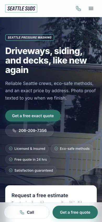 Seattle Suds website on a phone, captured from the real site